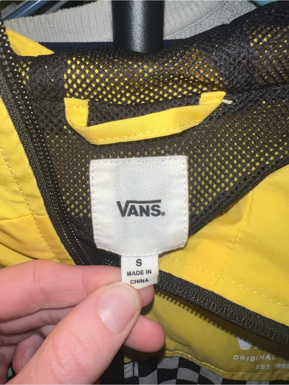 Vans Yellow & Black White Checkered Hooded Windbreaker - Picture 2 of 3